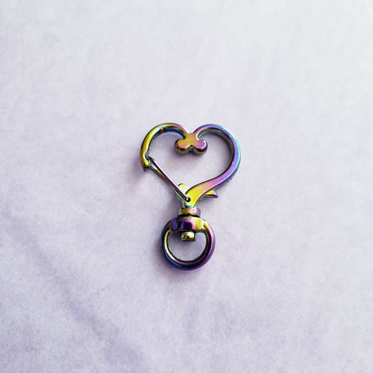 Heart Shaped Swivel Snap Hook (Rainbow)