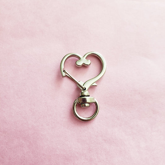 Heart Shaped Swivel Snap Hook (Silver)