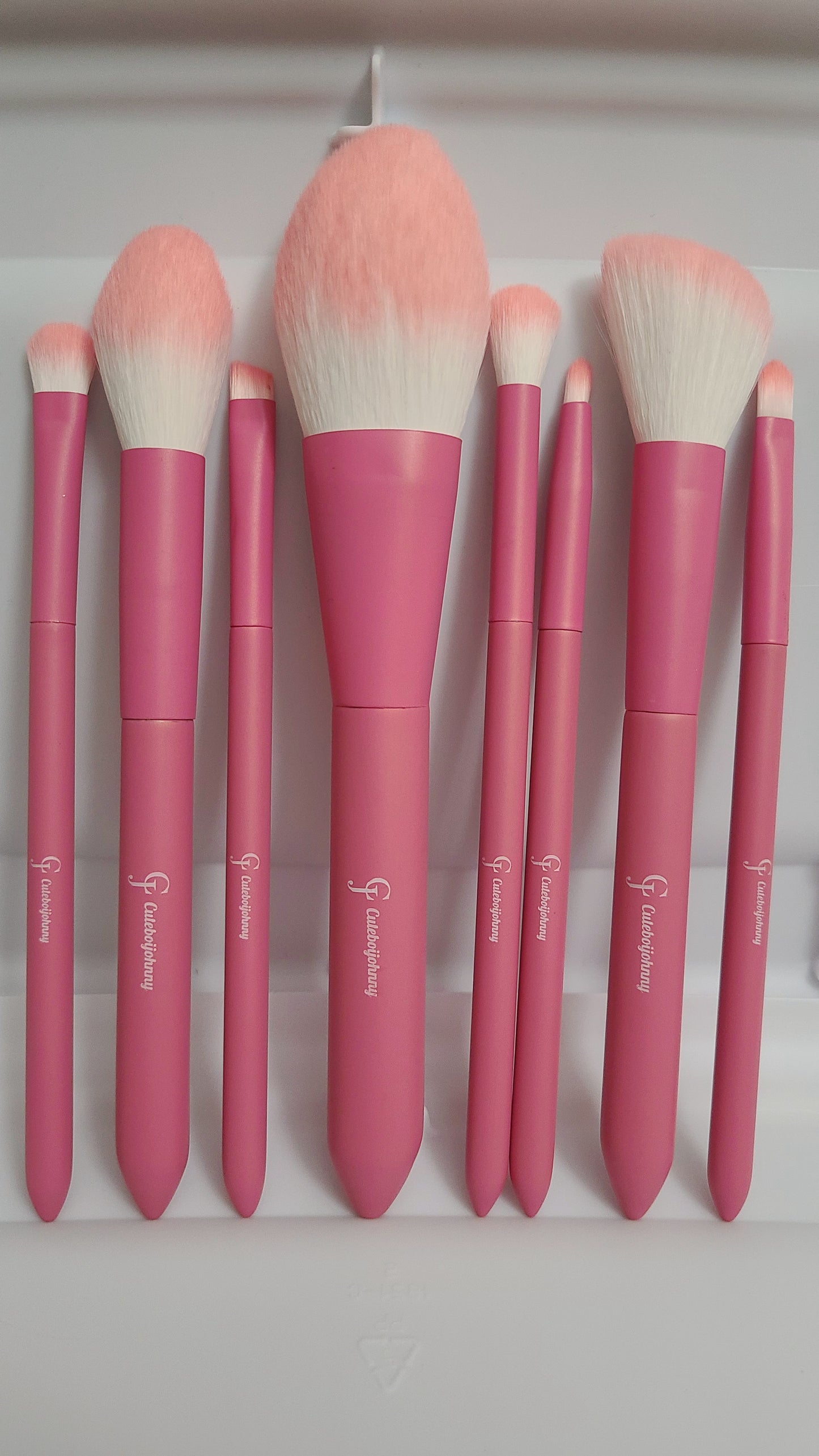 Ombre Mauve Pink tip makeup brushes 8pc
