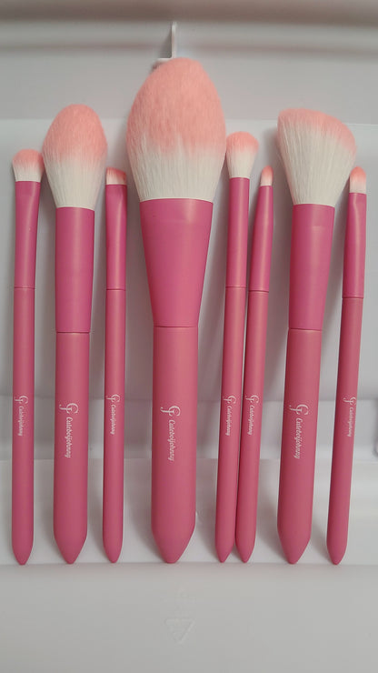 Ombre Mauve Pink tip makeup brushes 8pc